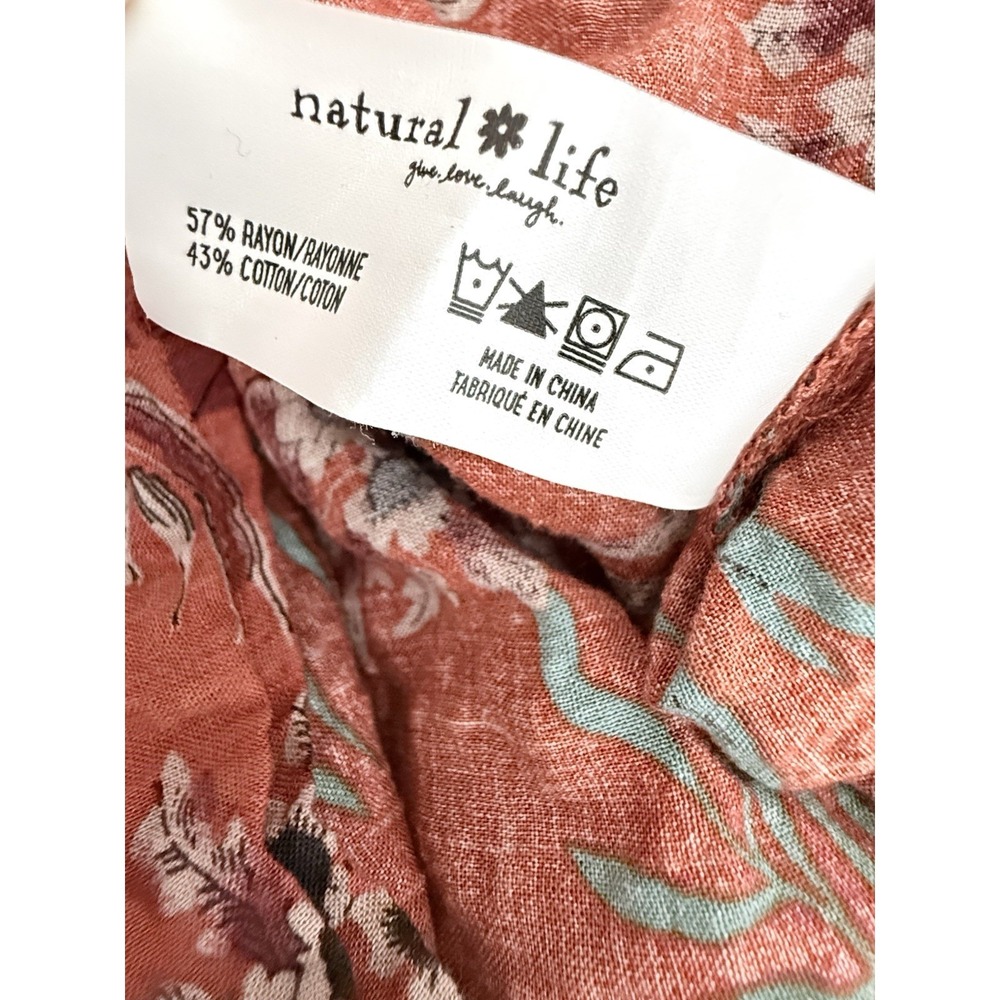 Natural Life Riley Maxi Dress Women XS Floral Boho Tiered Rust Turquoise - Picture 6 of 6